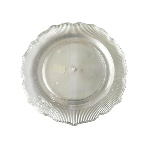 Omeyva Davet Parti Sunum Doğum Günü Şeffaf Sert Plastik Mika Tabak - 22 Cm. - 6 Adetlik Paket ürün görseli 1