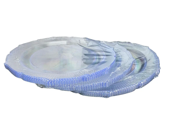 Omeyva Davet Parti Sunum Doğum Günü Şeffaf Sert Plastik Mika Tabak - 22 Cm. -6 Adetlik 3 Paket ürün görseli 1