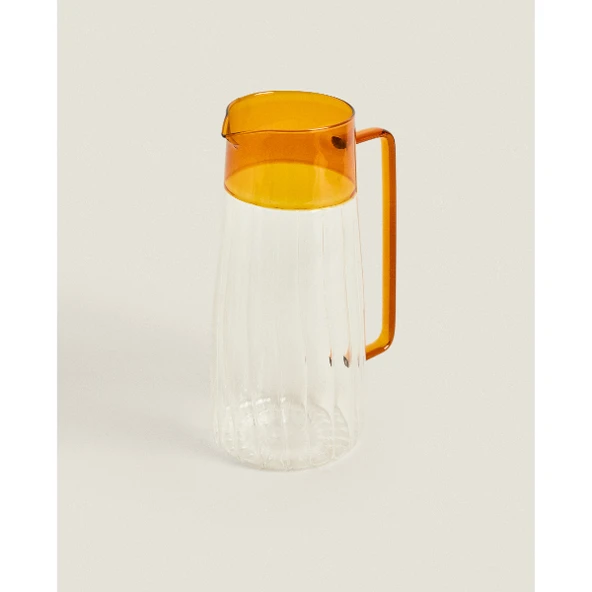 Periboia Turuncu Detaylı Cam Sürahi 1600 ml - Resim 4