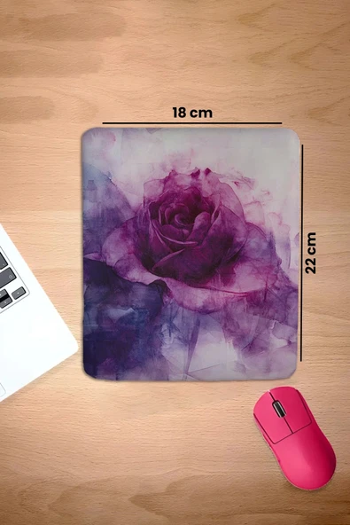 SonicTouch Bilek Destekli Mor Epik Gül Dikdörtgen Pürüzsüz Yüzey Dikişsiz Mouse Pad 18x22cm ürün görseli 1