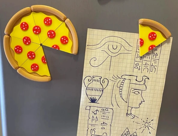 Pizza Dilimi Buzdolabı Magneti (6 Parça) – Not Tutucu - Resim 2