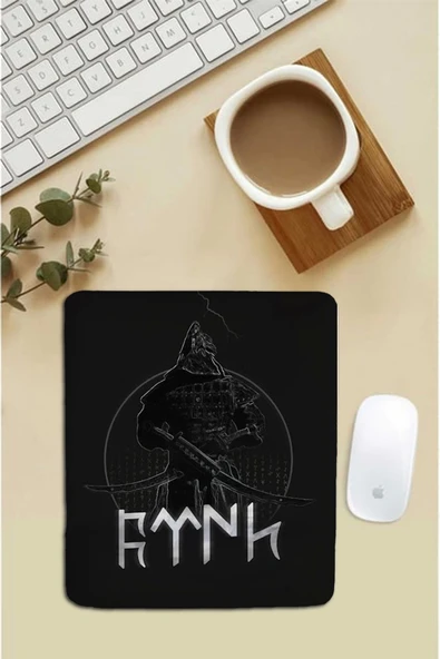 SonicTouch Bilek Destekli Savaşçı Türk Siyah Dikdörtgen Pürüzsüz Yüzey Dikişsiz Mouse Pad 18x22cm ürün görseli 1