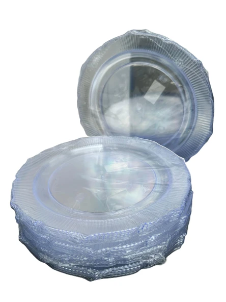 Omeyva Davet Parti Sunum Doğum Günü Şeffaf Sert Plastik Mika Tabak - 22 Cm. -6 Adetlik 5 Paket ürün görseli 1