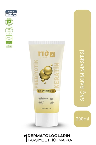 TTO X Prebiyotik Saç Bakım Maskesi Biberiye Yağı Keratin Argan Yağı Biyotin ürün görseli 1