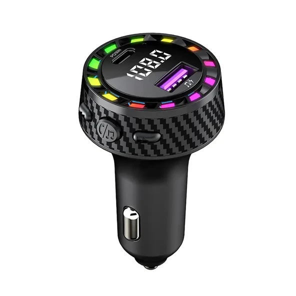 RGB Işıklı 5.3 Bluetoothlu 30W USB Type C Hızlı Şarjlı Araç Kiti - MP3 Çalar, Eller Serbest Modlu ürün görseli 1