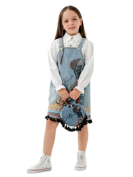 ÇANTALI JİLELİ ÖZGÜN JEANS KIZ TAKIM ürün görseli 1