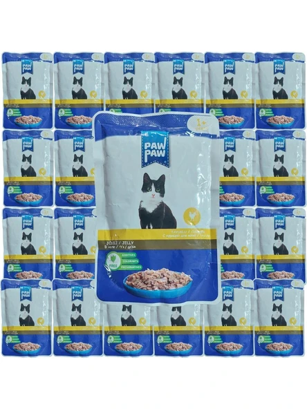Paw paw Jöle Içinde Tavuklu Yaş Kedi Maması 85 gr x 24 Adet ürün görseli 1