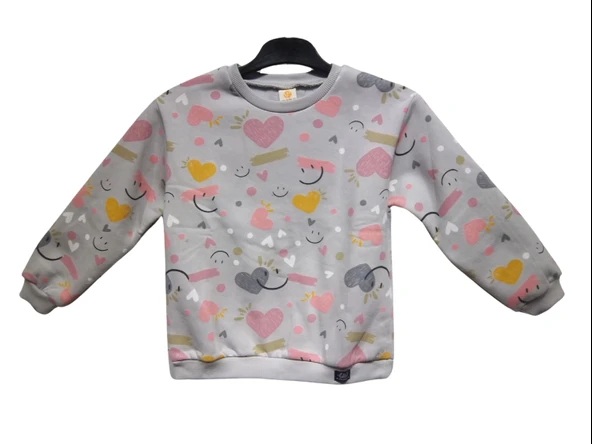 KALP BASKILI KIZ SWEATSHIRT - Resim 3