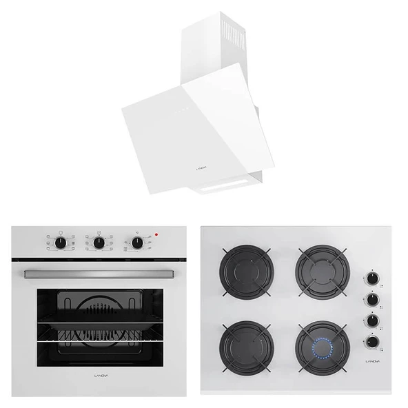 Lanova Mano 2106TW01 - G16400-202 - 3220W6 Beyaz Cam Ankastre Set ürün görseli 1