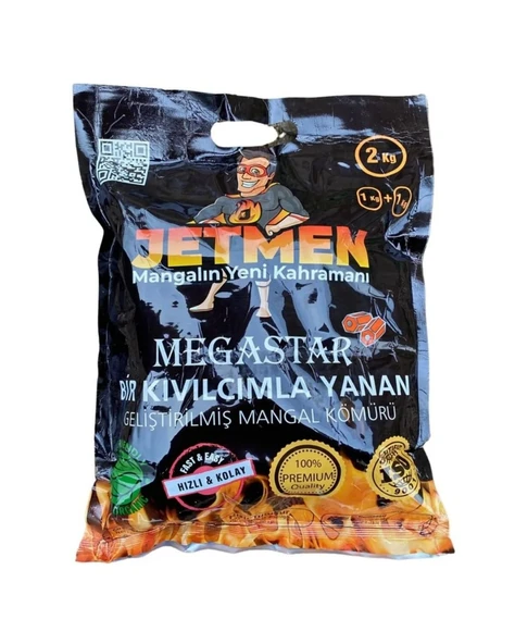 Jetmen Megastar Pro Geliştirilmiş Mangal Kömürü 2 Kg ürün görseli 1
