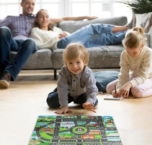 Zhltoys Çocuk Oyun Matı Mutlu Şehir Hayatı 83x57 Cm ürün görseli 1