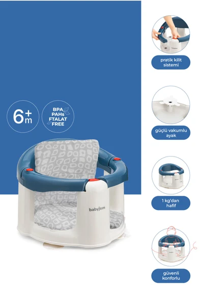 Babyjem Önden Açılır Mama Sandalye Oturağı Ve Minderi - 2 ' Li Set İndigo Mavi ürün görseli 1