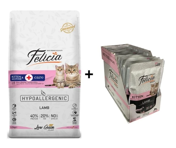 Felicia Kuzulu Yavru Kedi Maması 12 Kg + 12 Adet Felicia Kuzulu Yavru Yaş Mama 85 Gr ürün görseli 1