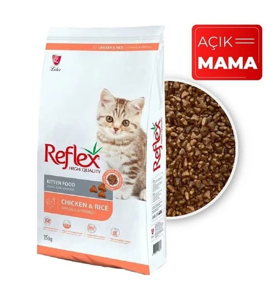 Reflex kitten tavuklu pirinçli yavru kedi maması 3 kg açık ürün görseli 1