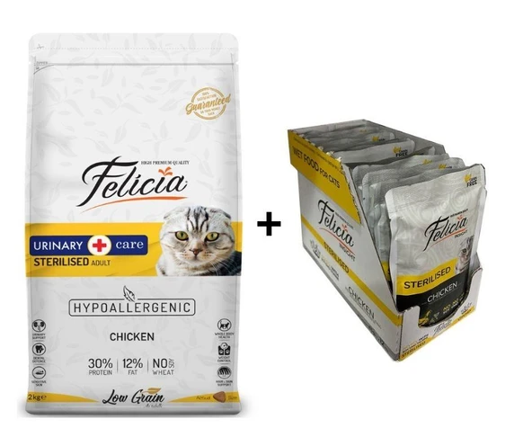 Felicia Tavuklu Kısırlaştırılmış Yetişkin Kedi Maması 2 Kg + 12 Adet Felicia Tavuklu Kısır Yaş Mama 85 Gr ürün görseli 1