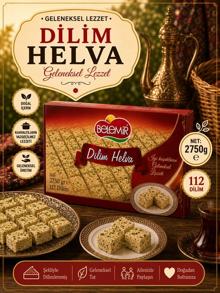 BELEMİR FISTIKLI DİLİM HELVA 2750 GR ürün görseli 1