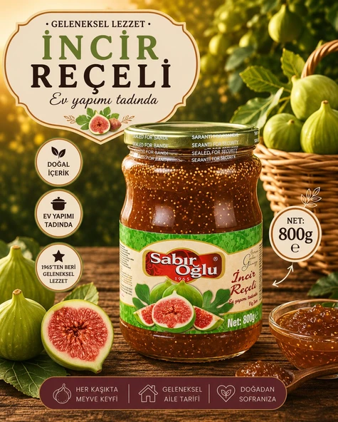 SABIROĞLU İNCİR REÇELİ NET 800 GR KAVANOZ ürün görseli 1