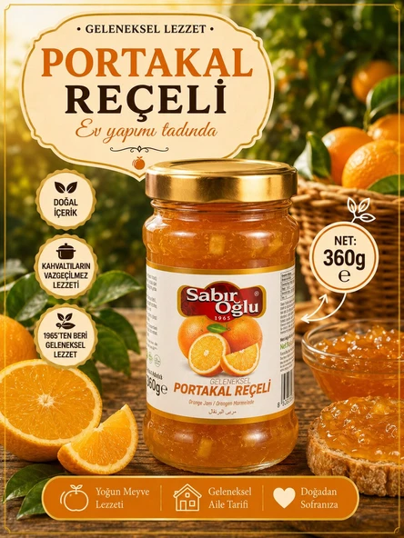 SABIROĞLU PORTAKAL REÇELİ NET 360 GR KAVANOZ ürün görseli 1