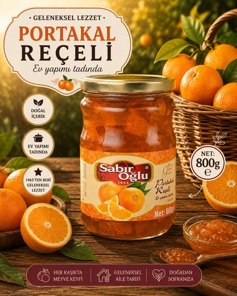 SABIROĞLU PORTAKAL REÇELİ NET 800 GR KAVANOZ ürün görseli 1