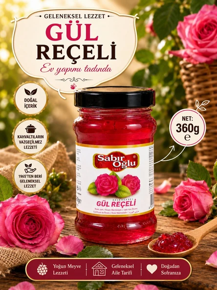 SABIROĞLU GÜL REÇELİ NET 360 GR KAVANOZ ürün görseli 1