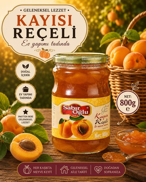 SABIROĞLU KAYISI REÇELİ NET 800 GR KAVANOZ ürün görseli 1