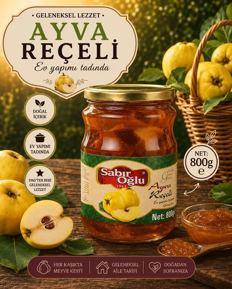 SABIROĞLU AYVA REÇELİ NET 800 GR KAVANOZ ürün görseli 1