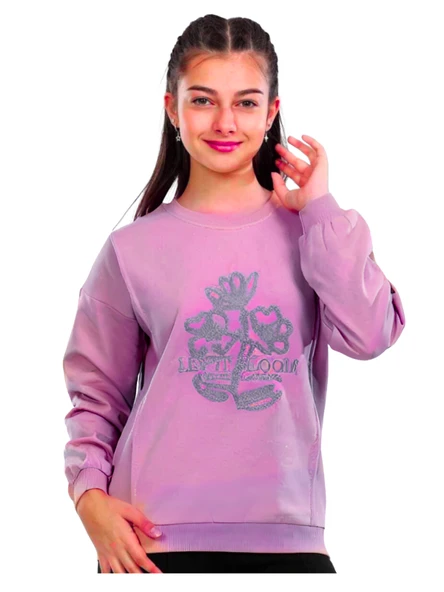 ÇİÇEK NAKIŞLI KIZ SWEATSHIRT - Resim 2