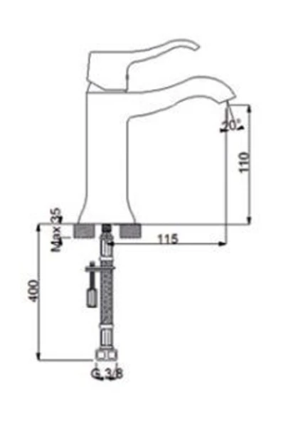 NEWARC MAXİMAL LAVABO BATARYASI ALTIN - Resim 2