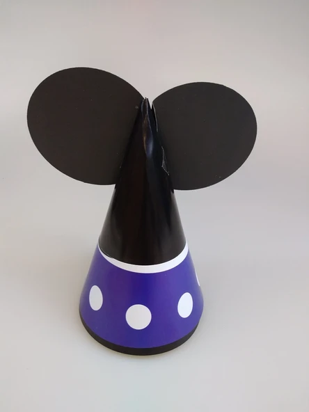 MİNNİE MOUSE KAĞIT ŞAPKA SİYAH MOR ürün görseli 1