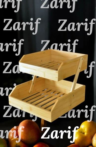 Bambu 2 katlı meyvelik - bambu katlı sunumluk - Resim 4