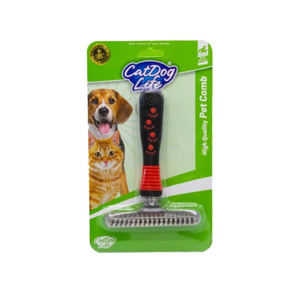 203741-CAT/DOGLİFE KEDİ ve KÖPEKLER İÇİN ÇİFT SIRALI TIRMIK TARAK 11X16CM ürün görseli 1