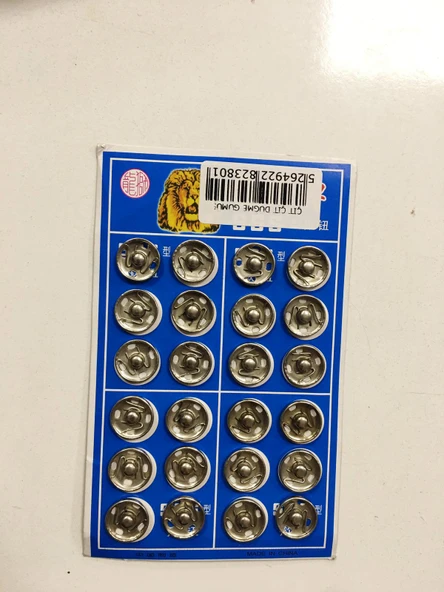 ÇIT ÇIT DÜĞME GÜMÜŞ 1,3 CM X 24 ADET ürün görseli 1