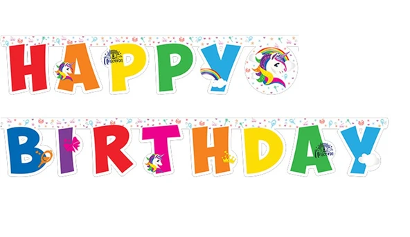 UNICORN HAPPY BIRTHDAY BANNER 2.10 M ürün görseli 1