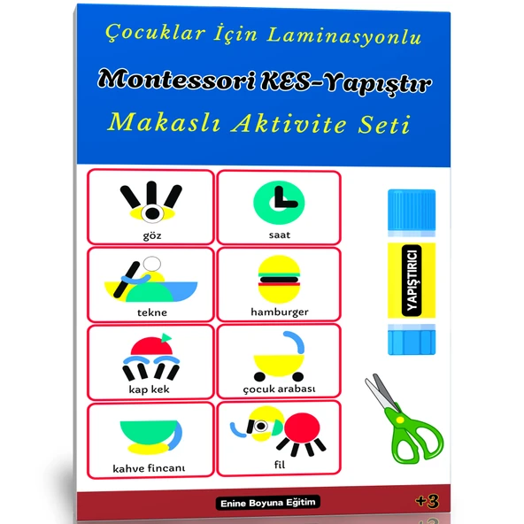 3-9 YAŞ Montessori KES-YAPIŞTIR Eğitim Seti (Laminasyonlu) ürün görseli 1