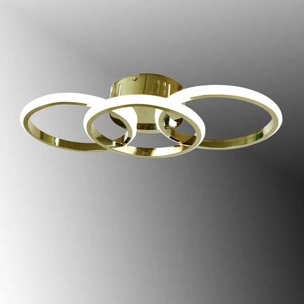 TT Aydınlatma TT305-3-SR   Sarı Kaplama 3 lü Led Avize ürün görseli 1