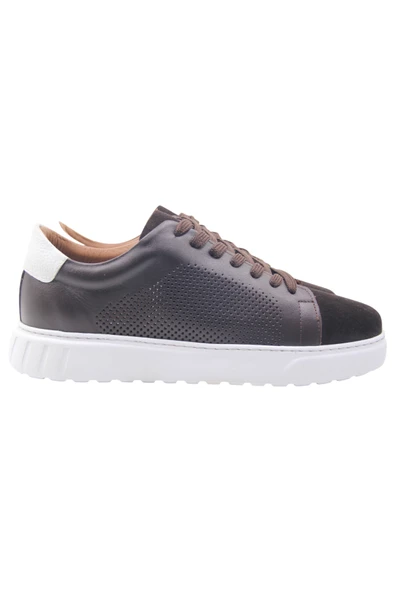 Erkek Hakiki Kahve Deri & Süet Sneaker ürün görseli 1