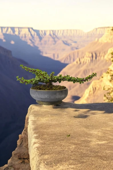 Bonsai Yeşim Ağacı Dekoratif Taş Saksıda - Resim 2