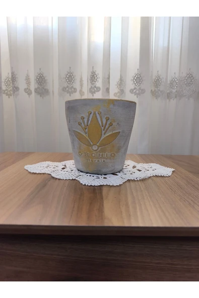 Gold eskitme beton orkide saksısı - Resim 6
