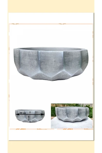 2 Adet Roma Dizayn Gri Beton Aranjman ve Bonsai Saksısı Çiçe Ağız Çap 20-30 cm çap ürün görseli 1