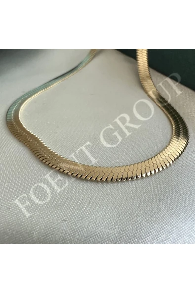 Kadın Gold Renk Yılan Sırtı Düz Zincir Kolye 40 Cm Paslanmaz Çelik ürün görseli 1