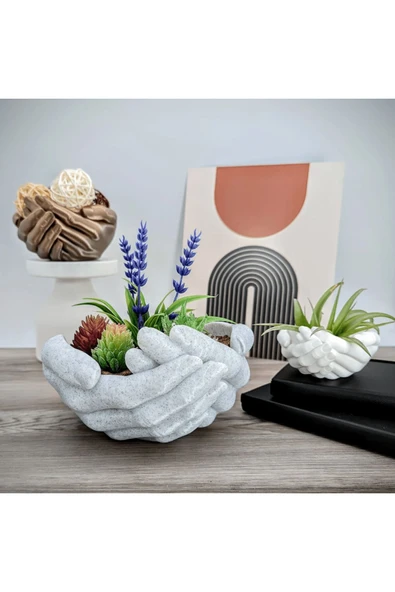 Dekoratif Beyaz Renkli Avuç Saksı 12cm ürün görseli 1
