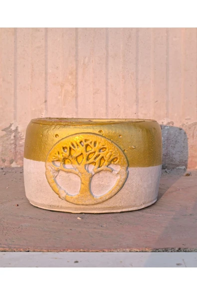 Gold Hayat Ağacı Dizayn çiçek ve orkide saksısı ürün görseli 1