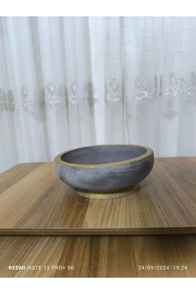 Cidde Dizayn Çift Taban Taş Vazo Aranjman Bonsai ve Orkide Saksısı ürün görseli 1