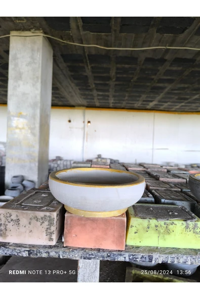 Çift taban Gold gri beton saksı ürün görseli 1