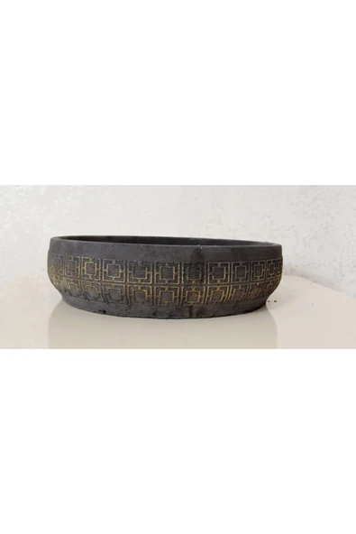 Beton Aranjman ve Bonsai Saksısı Ağız Çap 25-30 cm çap Antrasit Gold ürün görseli 1