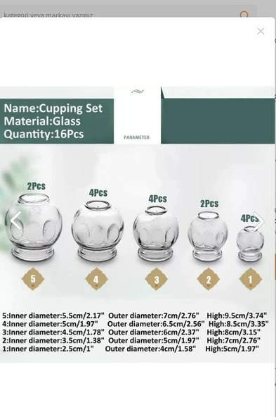 Cam Masaj Kupa Seti 16 Adet 2 Pcs  2 - Resim 3
