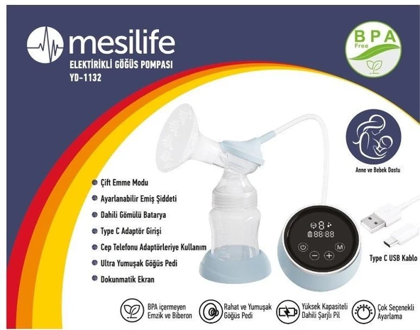 Mesilife YD-1132 Elektrikli Göğüs Süt Pompası ürün görseli 1