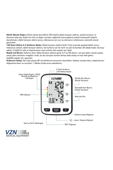 Bp-2206 Bilekten Otomatik Digital Tansiyon Aleti (5 Yıl Garantili) ürün görseli 1