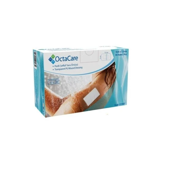 Şeffaf Pedli Su Geçirmez Yara Örtüsü 5 CM x 7.5 CM 25 Adet Steril Tekli Paket ürün görseli 1