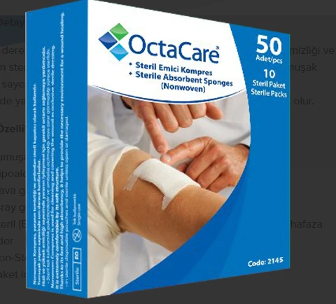 OctaCare Steril Emici Kompres (Non-Wowen) 7,5cm x 7,5cm 50 Adet ürün görseli 1